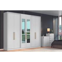 Guarda Roupa Casal 6 Portas e 4 Gavetas c/ Espelho PH1720 Branco - Herval