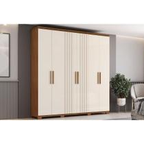 Guarda Roupa Casal 6 Portas e 4 Gavetas c/ Pés Ávila Nature/Off White - Henn