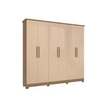 Guarda Roupa Casal 6 Portas e 4 Gavetas c/ Pés CB03N560 Nogueira/Macadamia - Kappesberg