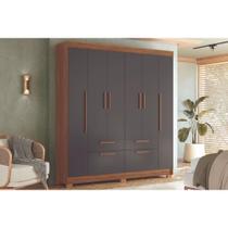Guarda Roupa Casal 6 Portas e 4 Gavetas c/ Pés Guarapuava 6.4 Jatobá/Grafite - Santos Andirá Guarda Roupa Casal 6 Portas e 4 Gavetas c/ Pés Guarapuava 6.4 Jatobá/Grafite - Santos Andirá