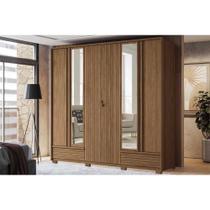 Guarda Roupa Casal 6 Portas e 5 Gavetas c/ Espelho e Pés Democrata Jatoba - Santos Andirá Guarda Roupa Casal 6 Portas e 5 Gavetas c/ Espelho e Pés Democrata Jatoba - Santos Andirá