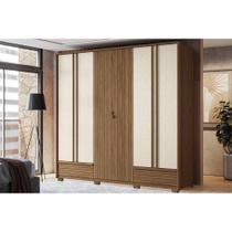 Guarda Roupa Casal 6 Portas e 5 Gavetas c/ Pés Democrata jatoba/Areia - Santos Andirá Guarda Roupa Casal 6 Portas e 5 Gavetas c/ Pés Democrata jatoba/Areia - Santos Andirá