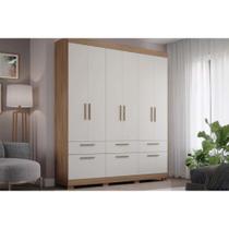 Guarda Roupa Casal 6 Portas e 5 Gavetas Porto Cinamomo/Off White - Panan