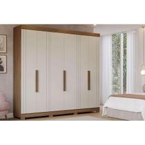 Guarda Roupa Casal 6 Portas e 6 Gavetas c/ Pés Cecilia Cinamomo/Off White - Panan