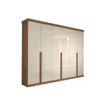 Guarda Roupa Casal 6 Portas e 6 Gavetas Guarapari Avelã/Off White - Panan