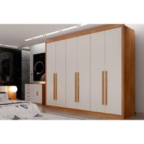 Guarda Roupa Casal 6 Portas e 8 Gavetas Himalaia/Bandeira Cumaru/Fendi - Novo Horizonte