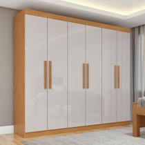 Guarda Roupa Casal 6 Portas Easy Slim Amendoa Clean/off White - Móveis Lopas