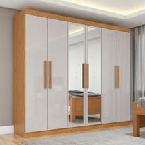 Guarda-roupa Casal 6 Portas Easy Slim Com Espelho Amendoa/off White Guarda-roupa Casal 6 Portas Easy Slim Com Espelho Amendoa/off White
