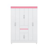 Guarda Roupa Casal 6 Portas Ecom II Branco Rosa Flex - Demobile