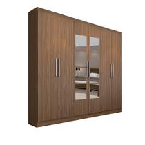 Guarda-Roupa Casal 6 Portas Édez Magnolia, Espelho, Nogueira Guarda-Roupa Casal 6 Portas Édez Magnolia, Espelho, Nogueira
