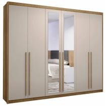 Guarda Roupa Casal 6 Portas Espelho Dubai Majestic Nature/Fendi - VLR MÓVEIS