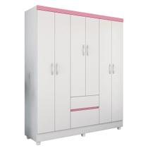 Guarda Roupa Casal 6 Portas Flash ll 62920 Branco Rosa Flex Demóbile