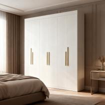 Guarda Roupa Casal 6 portas Herval MDF PH 1804 206cm Robusto Quarto Roupeiro 3 Em 1 Com 2 Gavetas Internas Espaçoso