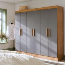 Guarda Roupa Casal 6 Portas Itália Cores Modernas Com 2 Gavetas Internas e Cabideiro