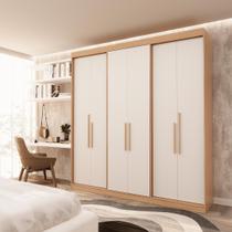 Guarda Roupa Casal 6 Portas Lugano Branco/Cedro/Off White