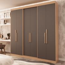 Guarda-Roupa Casal 6 Portas Lugano Cinza/Cedro/Fendi