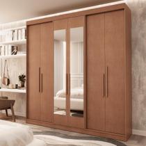 Guarda Roupa Casal 6 Portas Lugano MDF com Espelho