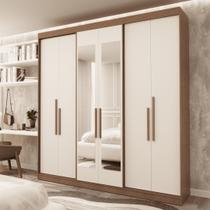 Guarda Roupa Casal 6 Portas Lugano MDF com Espelho