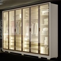Guarda-Roupa Casal 6 Portas Reflectas com LED 6 Gavetas MDF Solare Bege/Off White Guarda-Roupa Casal 6 Portas Reflectas com LED 6 Gavetas MDF Solare Bege/Off White
