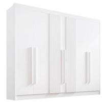 Guarda Roupa Casal 6 Portas Ripado 7 Gavetas Sem Pés Athos - D' Doro Branco/ripado