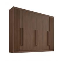 Guarda Roupa Casal 6 Portas Ripado 7 Gavetas Sem Pés Athos - D' Doro Castanho/ripado