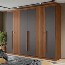 Guarda Roupa Casal 6 Portas Ripado Buriti Santos Andira Jatoba Jatobá/Grafite Guarda Roupa Casal 6 Portas Ripado Buriti Santos Andira Jatoba Jatobá/Grafite