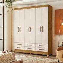 Guarda Roupa Casal 6 Portas Siena Castanho Wood Sem Espelho Moval 1,65M