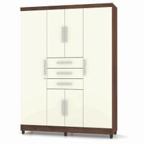 Guarda Roupa Casal 6 Portas Taurus 1002091 Imbuia Rustico Champanhe Vila Rica