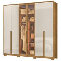 Guarda Roupa Casal 6 Portas Vidro Reflecta Com Led 240 cm Atacama Moval
