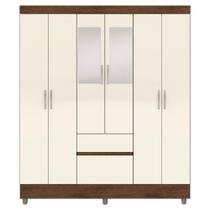 Guarda Roupa Casal 6P 2G Espelho 153 cm Imbuia Champanhe VLR