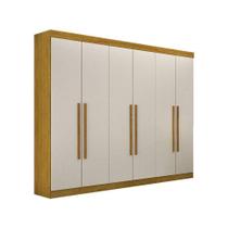 Guarda Roupa Casal 6portas 6Gavetas Diamante-Freijó/Off Whit