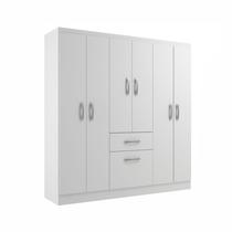 Guarda Roupa Casal 7 Portas 1 Gavetas Maleiro Roupeiro Compacto com Cabideiro e Prateleiras Moderno Funcional Organizado