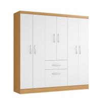 Guarda Roupa Casal 7 Portas 1 Gavetas Maleiro Roupeiro Compacto com Cabideiro e Prateleiras Moderno Funcional Organizado