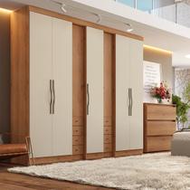 Guarda-Roupa Casal 7 Portas 8 Gavetas 270x55x230cm Absolut New Off White Freijó/Areia