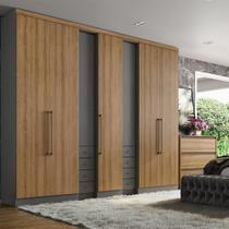 Guarda-Roupa Casal 7 Portas THB Absolut Plus, Grafite e Almendra, 288 cm