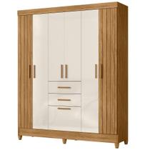 Guarda Roupa Casal 7P 165 cm Malta Carvalho Fendi Friso Moval