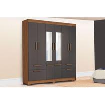 Guarda Roupa Casal 8 Portas (2 c/ Espelho) e 4 Gavetas c/ Pés Curitiba 8.4 Jatobá/Grafite - Santos Andirá Guarda Roupa Casal 8 Portas (2 c/ Espelho) e 4 Gavetas c/ Pés Curitiba 8.4 Jatobá/Grafite - Santos Andirá