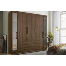 Guarda Roupa Casal 8 Portas (2 c/ Espelho) e 6 Gavetas c/ Pés Master 8.6 Jatobá - Santos Andirá