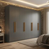 Guarda-Roupa Casal 8 Portas 4 Gavetas 100% MDF Cinza Albert Guarda-Roupa Casal 8 Portas 4 Gavetas 100% MDF Cinza Albert