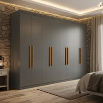 Guarda-Roupa Casal 8 Portas 4 Gavetas 100% MDF Cinza Albert