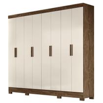 Guarda Roupa Casal 8 Portas 4 Gavetas 236cm ágata M07 Castanho Wood-off White - Mpozenato