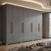 Guarda Roupa Casal 8 Portas 4 Gavetas com Pés Paris Espresso Móveis Cinza/Onix