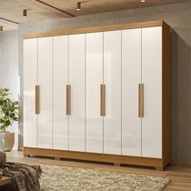Guarda-Roupa Casal 8 Portas 4 Gavetas e Pés Diplomata Marrom/Freijó/Off