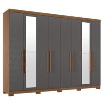 Guarda Roupa Casal 8 Portas 4 Gavetas Master New com Espelho e Pés Jatobá Grafite Acetinado - Santos Andirá Guarda Roupa Casal 8 Portas 4 Gavetas Master New com Espelho e Pés Jatobá Grafite Acetinado - Santos Andirá