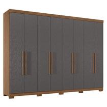 Guarda Roupa Casal 8 Portas 4 Gavetas Master New Jatobá Grafite Acetinado Com Pés - Santos Andirá
