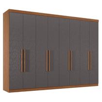 Guarda Roupa Casal 8 Portas 4 Gavetas Master New Jatobá Grafite Acetinado - Santos Andirá