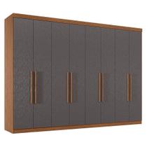 Guarda Roupa Casal 8 Portas 4 Gavetas Master New Jatobá Grafite Acetinado - Santos Andirá