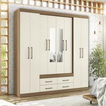 Guarda-roupa Casal 8 Portas 4 Gavetas Nápoles com Espelhos Guarda-roupa Casal 8 Portas 4 Gavetas Nápoles com Espelhos