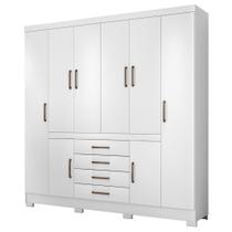 Guarda Roupa Casal 8 Portas 4 Gavetas New Realce D02 Branco - Mpozenato