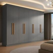 Guarda Roupa Casal 8 Portas 4 Gavetas Paris Espresso Móveis Cinza/Onix Guarda Roupa Casal 8 Portas 4 Gavetas Paris Espresso Móveis Cinza/Onix